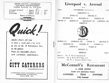 Match programme lineups