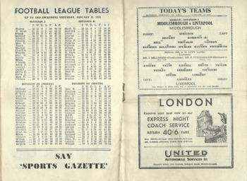 Match programme lineups