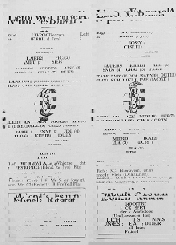 Match programme lineups