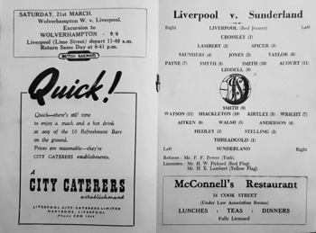 Match programme lineups
