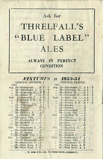 Match programme - Back