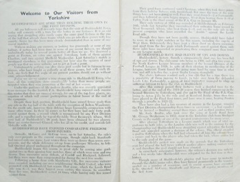 Match programme - article