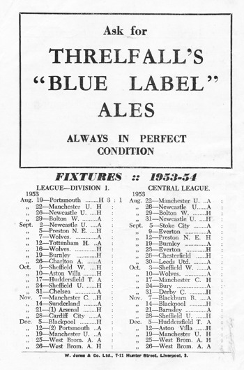 Match programme backcover