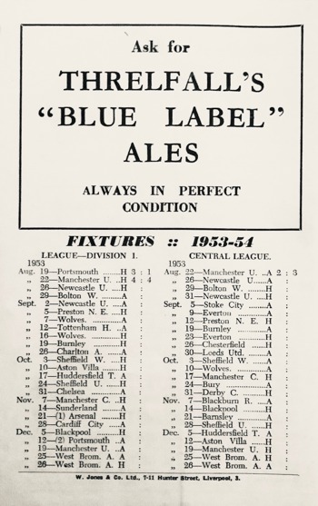 Match programme backcover