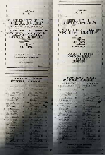 Match programme - back cover