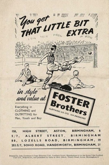 Match programme backcover