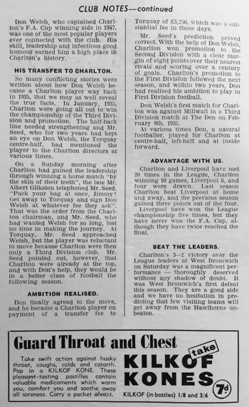 Match programme - Extract