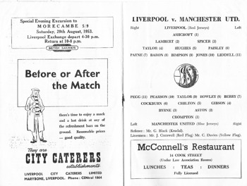 Match programme lineups