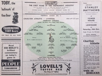 Match programme - Lineups