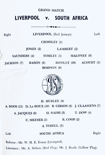 Match programme lineups