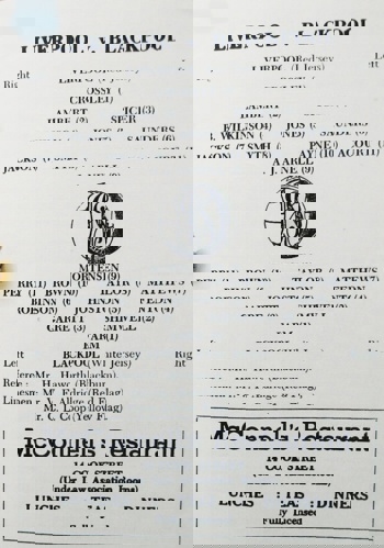 Match programme lineups