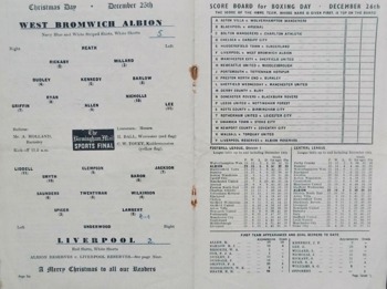 Match programme lineups