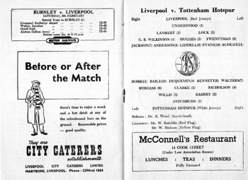 Match programme lineups