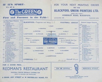Match programme lineups