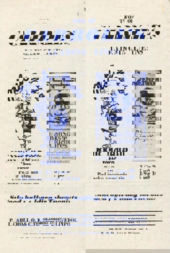 Match programme backcover