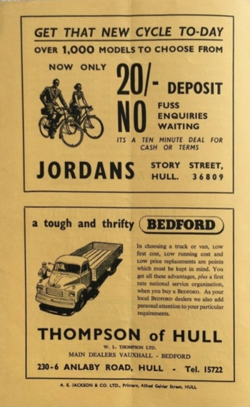 Match Programme Back Cover