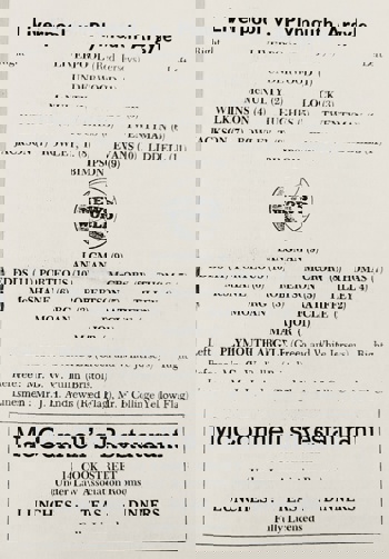 Match Programme lineups