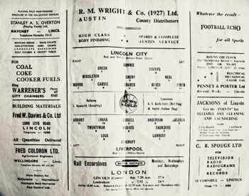 Match programme lineups