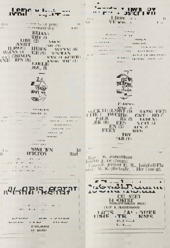 Match programme - lineups