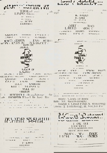 Match Programme lineups