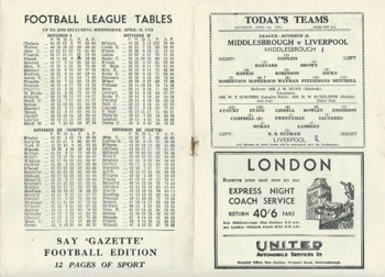 Match programme lineups