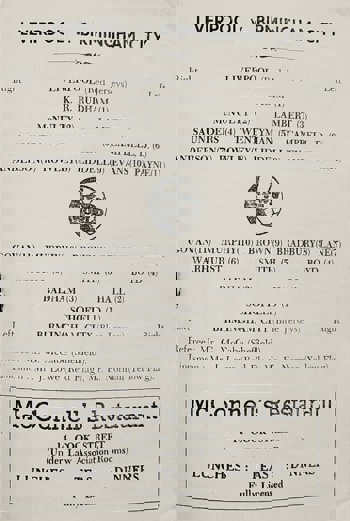 Match Programme lineups