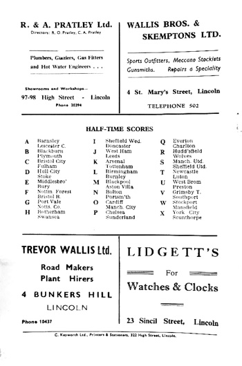 Match programme backcover (Postponed from 14 Jan 1956)