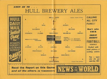 Match programme lineups