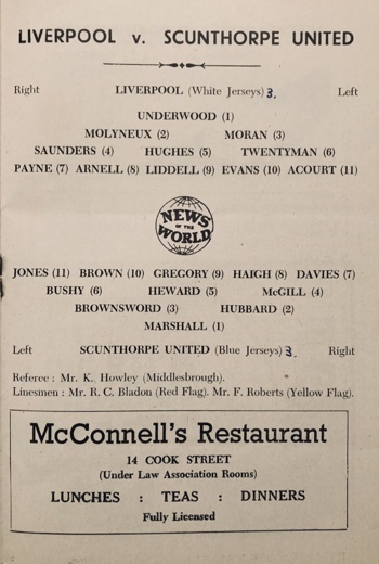 Match programme lineups
