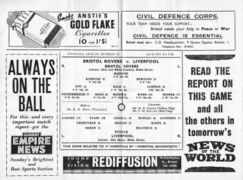 Match Programme - lineups
