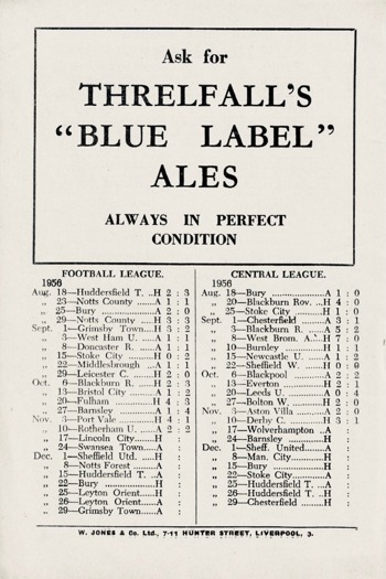 Match programme backcover