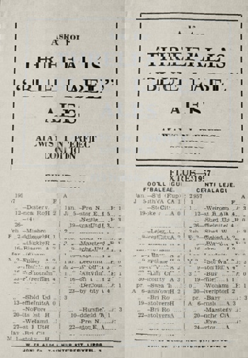 Match programme backcover