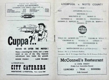 Match programme lineups