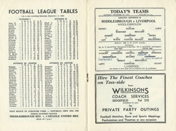 Match programme lineups
