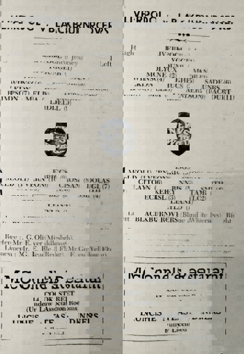 Match Programme lineups