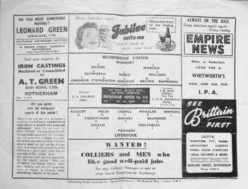 Match programme lineups