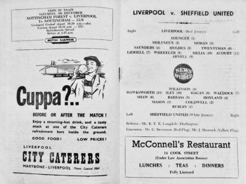 Match programme lineups