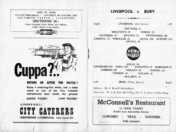 Match programme lineups