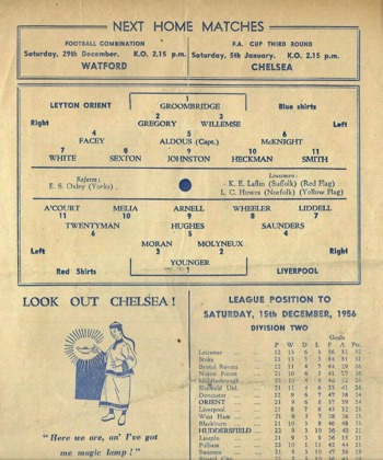 Match programme lineups