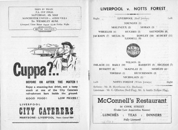 Match programme lineups