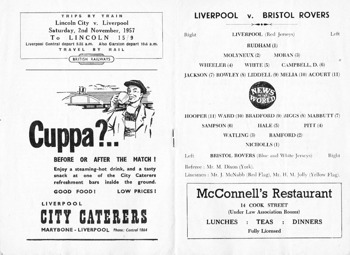 Match programme lineups
