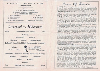 Match programme lineups