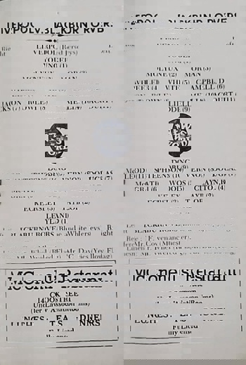 Match programme lineups