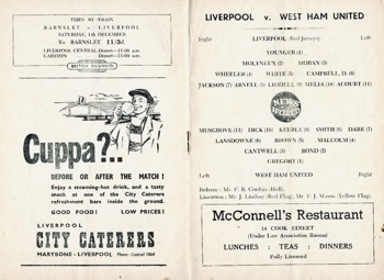 Match programme lineups