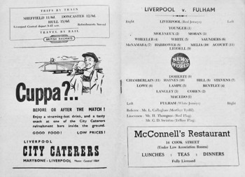Match programme lineups