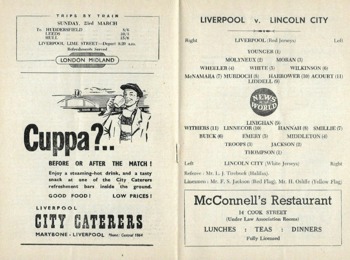 Match programme lineups