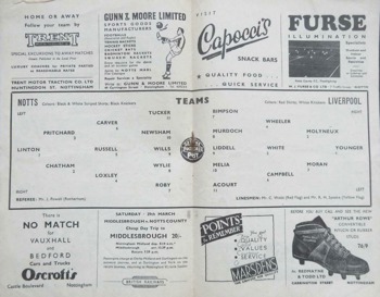 Match programme lineups
