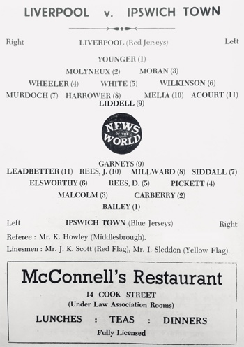 Match programme lineups