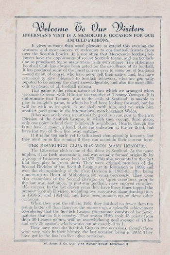 Match programme welcome to our visitors