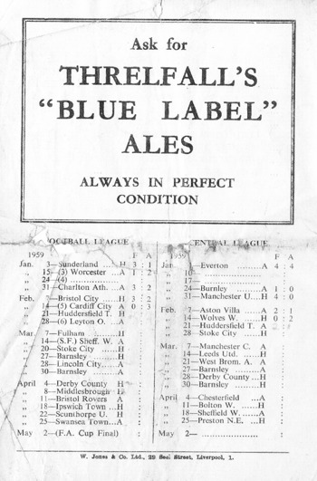 Match Programme backcover